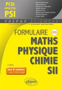 Formulaire maths, physique chimie, SII : PCSI, MPSI, PTSI, PSI : les 2 années en 1 clin d'oeil, nouveaux programmes