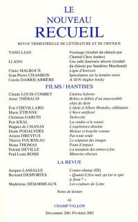 Nouveau recueil (Le), n° 61. Films-hantises