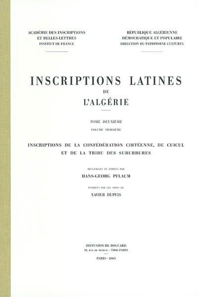 Inscriptions latines de l'Algérie. Vol. 2-3