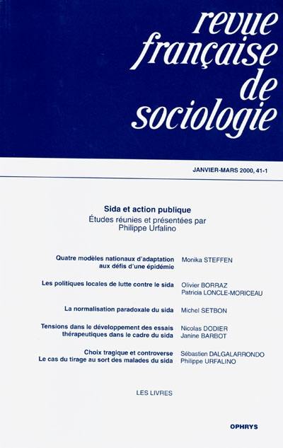 Revue française de sociologie, n° 41-1. Sida et action publique