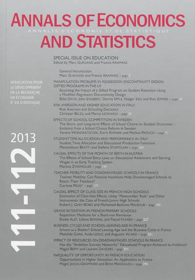 Annals of economics and statistics, n° 111-112