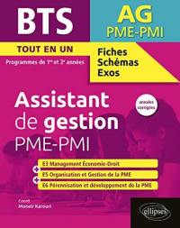 BTS assistant de gestion PME-PMI : tout en un, programmes de 1re et 2e années, E3, E5, E6 : fiches schémas, exos, annales corrigées