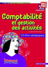 Comptabilité et gestion des activités, première bac pro 3 ans comptabilité et secrétariat : CD-ROM pédagogique