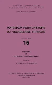 Matériaux pour l'histoire du vocabulaire français
