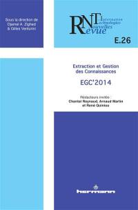 Revue des nouvelles technologies de l'information, n° E-26. Extraction et gestion des connaissances : EGC'2014