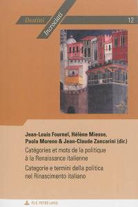 Catégories et mots de la politique à la Renaissance italienne. Categorie e termini della politica nel Rinascimento italiano