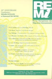Revue européenne des migrations internationales-REMI, n° 22-2. 20e anniversaire