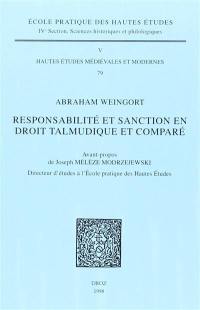 Responsabilité et sanction en droit talmudique et comparé