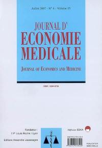 Journal d'économie médicale : évaluation des pratiques et des organisations de santé, n° 25-4