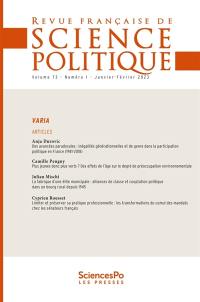 Revue française de science politique, n° 73-1. Varia