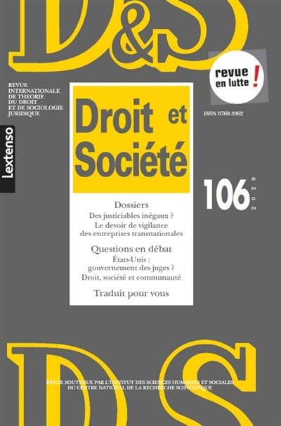 Droit et société, n° 106. Des justiciables inégaux ?