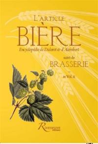 L'article Bière. Brasserie : Encyclopédie de Diderot & d'Alembert, in vol. II