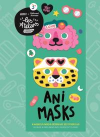 Ani masks : 6 masques en papier à décorer avec des stickers fluo. Ani masks : decorate 6 paper masks with fluorescent stickers
