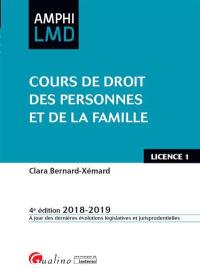 Cours de droit des personnes et de la famille : licence 1, 2018-2019
