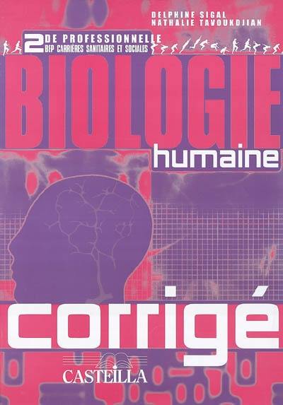 Biologie humaine, 2de professionnelle BEP carrières sanitaires et sociales : corrigé