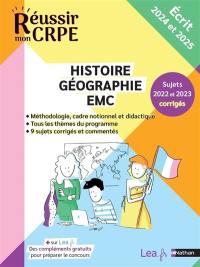 Histoire géographie EMC : sujets 2022 et 2023 corrigés : écrit 2024 et 2025