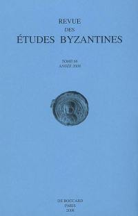 Revue des études byzantines, n° 66. Année 2008