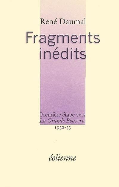 Fragments inédits, 1932-33 : première étape vers La grande beuverie