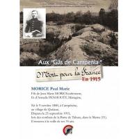Aux gâs de Campenia. Morice Paul Marie : né le 9 octobre 1880 à Campénéac, disparu le 25 septembre 1915