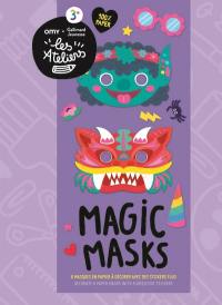 Magic masks : 6 masques en papier à décorer avec des stickers fluo. Magic masks : decorate 6 paper masks with fluorescent stickers