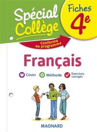 Fiches français 4e : cours, méthode, exercices corrigés : conforme au programme