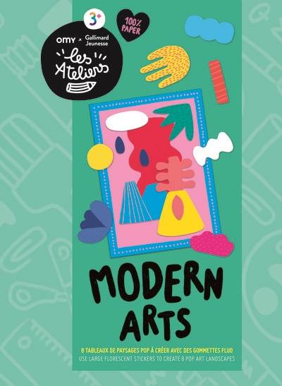 Modern arts : 8 tableaux de paysages pop à créer avec des gommettes fluo. Modern arts : use large fluorescent stickers to create 8 pop art landscapes