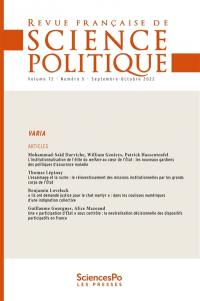 Revue française de science politique, n° 72-5. Varia