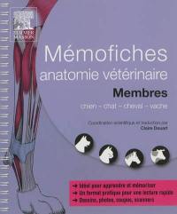 Mémofiches anatomie vétérinaire : membres : chien, chat, cheval, vache