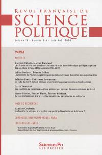 Revue française de science politique, n° 70, 3-4. Varia