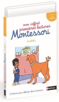 Mon coffret premières lectures Montessori : à table ! : niveau 1, lecture phonétique