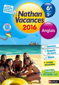 Nathan vacances 2016, de la 6e vers la 5e : anglais