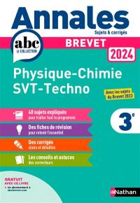 Physique chimie, SVT, techno 3e : brevet 2024