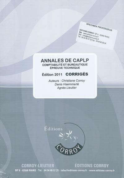 Annales de CAPLP : comptabilité et bureautique, épreuve technique : corrigés