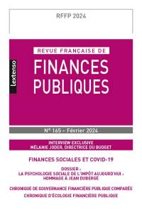 Revue française de finances publiques, n° 165. Finances sociales et Covid-19