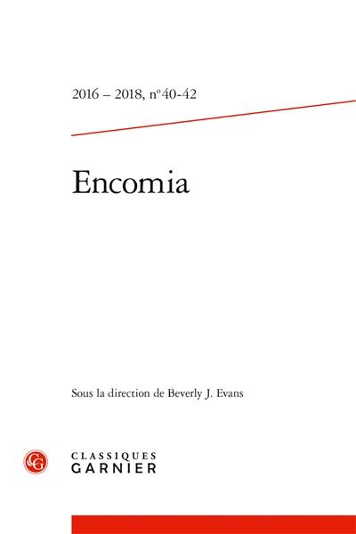 Encomia : bulletin bibliographique de la Société internationale de littérature courtoise, n° 40-42