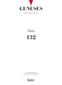 Genèses, n° 132. Varia