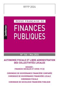Revue française de finances publiques, n° 166. Autonomie fiscale et libre administration des collectivités locales