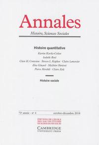 Annales, n° 4 (2018). Histoire quantitative