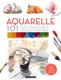 Aquarelle : 101 techniques pour apprendre et progresser : lavis, ombre, lumière, effets, textures