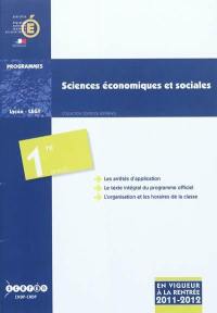 Sciences économiques et sociales : classe de première de la série ES : programme en vigueur à la rentrée de l'année scolaire 2011-2012 en classe de première