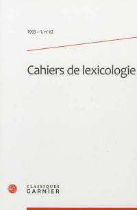Cahiers de lexicologie, n° 62