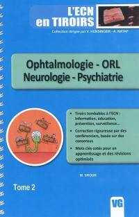Ophtalmologie, ORL, neurologie, psychiatrie