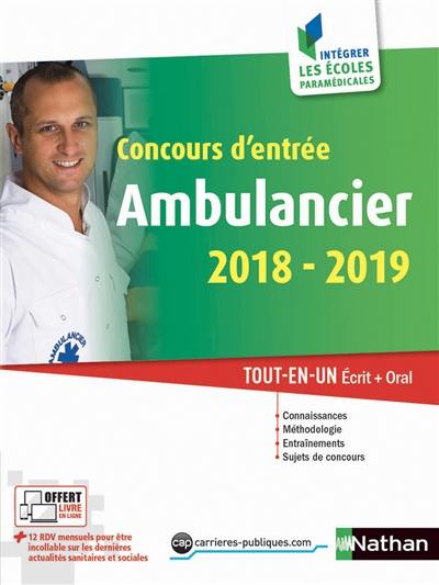 Ambulancier, concours d'entrée 2018-2019 : tout-en-un écrit + oral