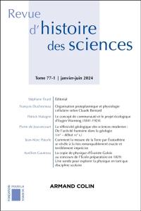 Revue d'histoire des sciences, n° 77-1