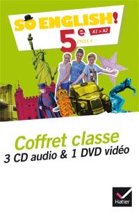 So English ! 5e, cycle 4, A1-A2 : coffret classe 3 CD audio & 1 DVD vidéo