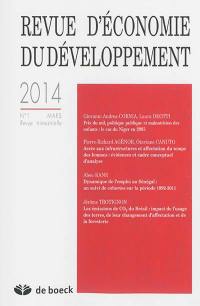 Revue d'économie du développement, n° 1 (2014)
