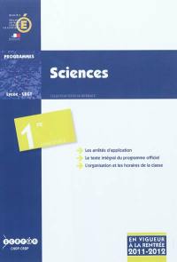 Sciences : classe de première des séries ES et L : programme en vigueur à la rentrée de l'année scolaire 2011-2012