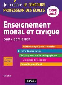 Enseignement moral et civique : oral, admission : CRPE 2016