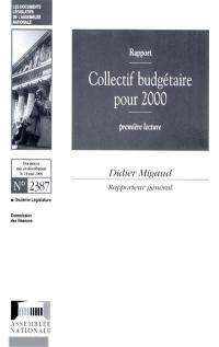 Collectif budgétaire pour 2000 : rapport, première lecture