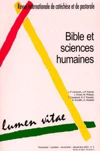 Lumen vitae, n° 4 (2001). Bible et sciences humaines